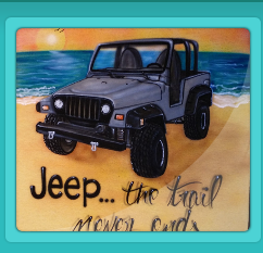 airbrushed jeep on beach 